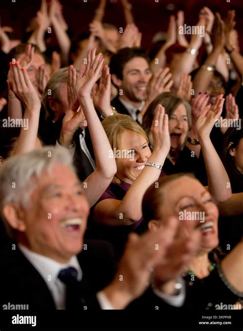 Audience Clapping In Theater Stock Photo Alamy
