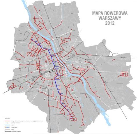 Map Of Warsaw Bike Paths Bike Routes Bike Stations