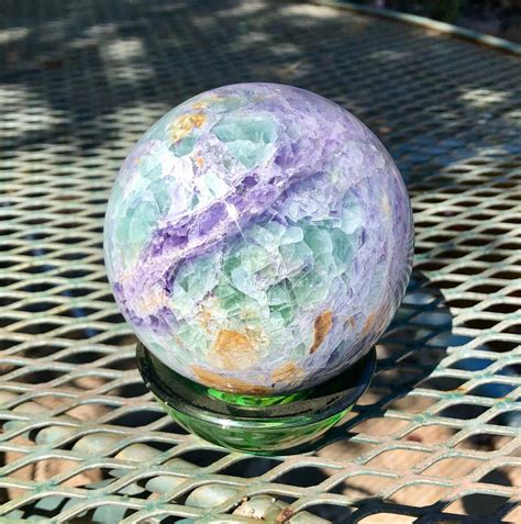 84mm Large Rainbow Fluorite Sphere Ball Orb Marble Mineral