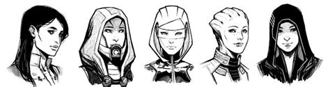 Team Members Sketches 03 Mass Effect Sketches Character Art