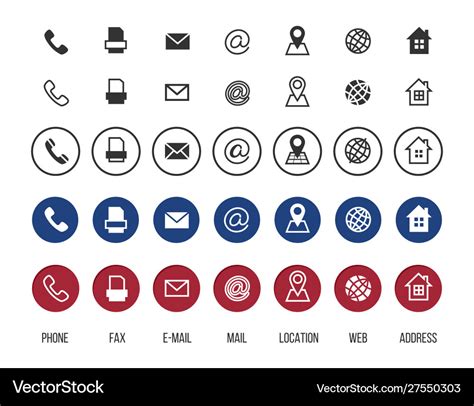 Contact Icons Business Card Symbols Royalty Free Vector