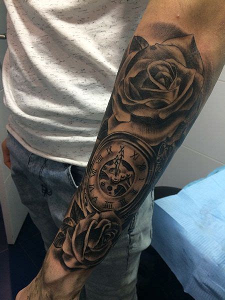 Image Result For Rose Clock Tattoos Clock Tattoo Sleeve Forearm Sleeve