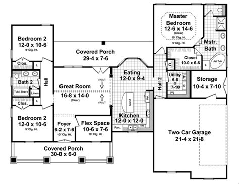 Country Style House Plan 3 Beds 2 Baths 1619 Sqft Plan 21 352