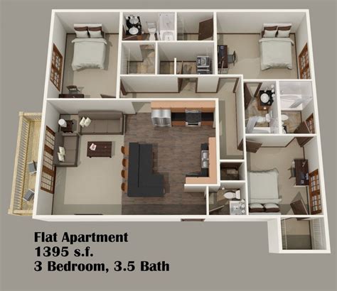 Floor Plan Design For 3 Bedroom Flat