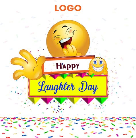 Happy Laughter Day Greeting Card With Smiley Face And Colorful Confetti