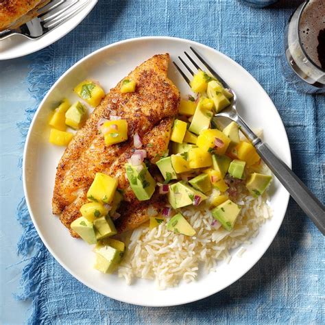 There's 9 main ingredients in this recipe and they're. Blackened Catfish with Mango Avocado Salsa Recipe | Taste ...
