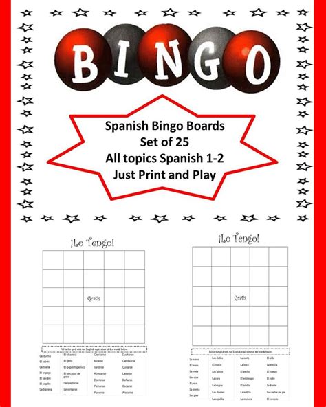 Spanish Bingo Boards Set Spanish Lesson Plans High Babe Teaching Spanish Bingo Board