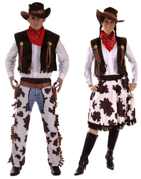 Couples Cowboy And Cowgirl Wild West Fancy Dress Costumes Wild West