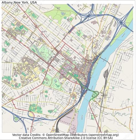 Albany New York City Map — Stock Vector © Jrtburr 66539473