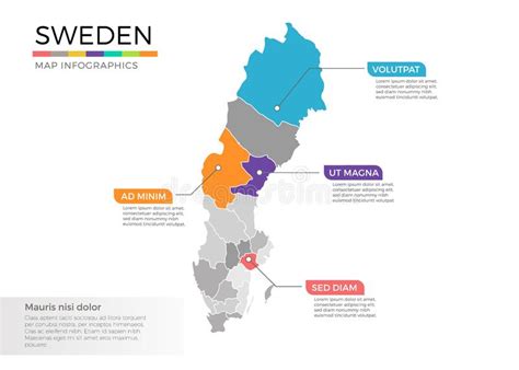 Schweden Karte Infographics Vektorschablone Mit Regionen Und