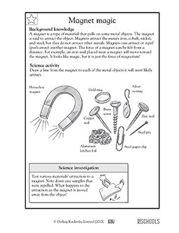 In lesson 2 students learned about how humans discovered and use magnetism. Magnet magic | 3rd grade, 4th grade Science Worksheet ...
