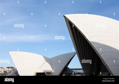 Sydney Opera House Roof Sails Close Up Detail Abstract Blue Sky