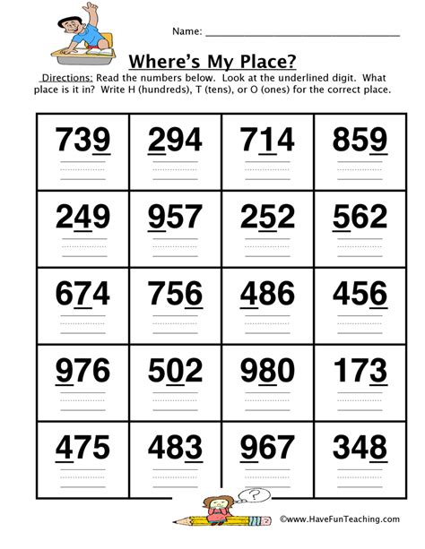 Writing Large Numbers With 0 In Missing Place Value Worksheets