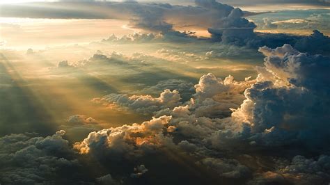 Hd Wallpaper Sun Rays Shinning On Ginormous Clouds Sky Nature