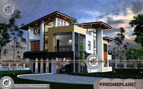 4 Bhk House Plan With Double Storied Contemporary Modern Home Ideas