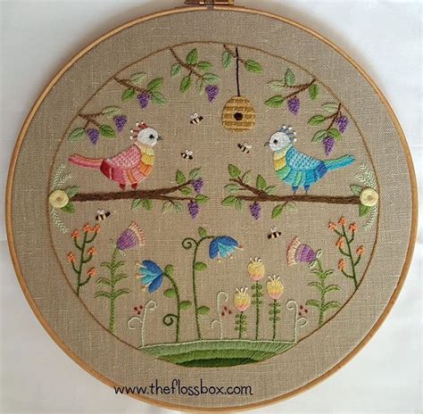 Two Birds Crewel Embroidery Love Working With The Bright Colours They