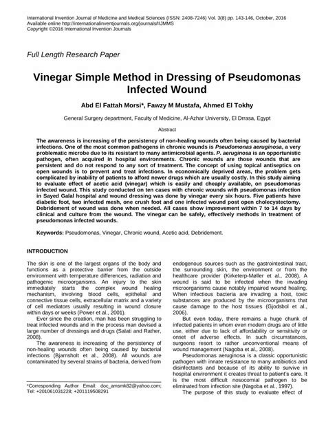Pdf Vinegar Simple Method In Dressing Of Pseudomonas · One Of The