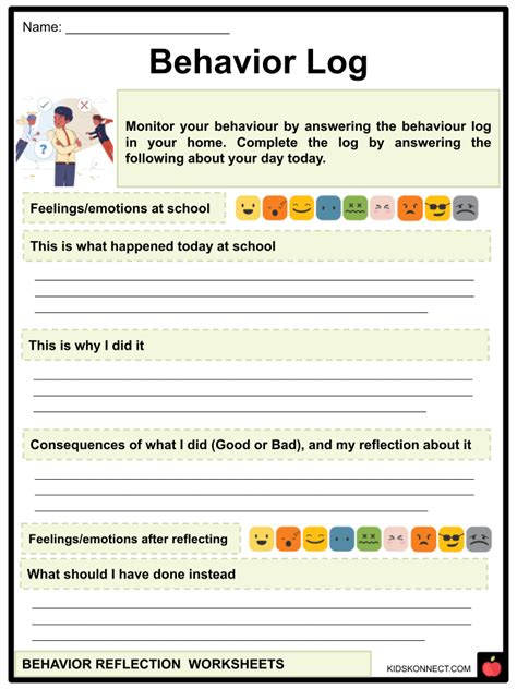 Behavior Reflection Worksheets And Facts Definition Expression