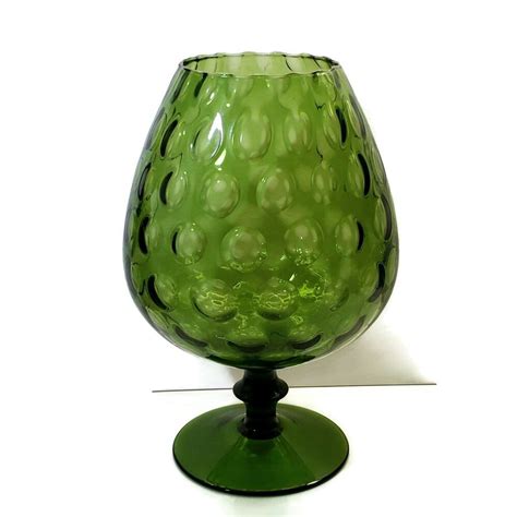 Empoli Italian Art Glass Large Green Optic Mcm Vintage Brandy Snifter 12 5 Unknown