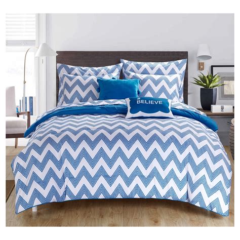 Foxville Pinch Pleated And Ruffled Chevron Print Reversible Comforter
