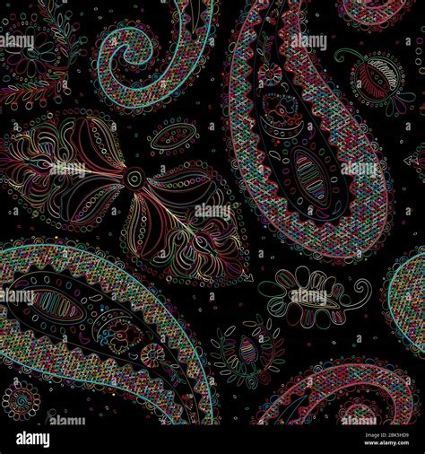 Vector Paisley Seamless Pattern In Colors Stock Vector Image And Art Alamy