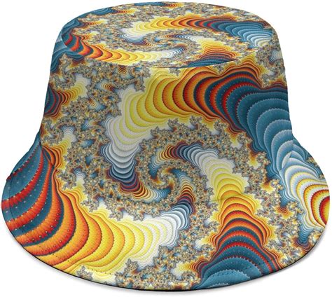 Cool Trippy Fractal Bucket Hat Summer Travel Beach Sun Hat Outdoor Cap
