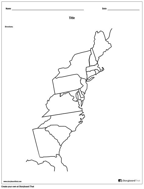 13 Colonies Map Blank Printable