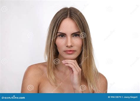 Beautiful Blond Woman With Naked Shoulders Stock Image Image Of