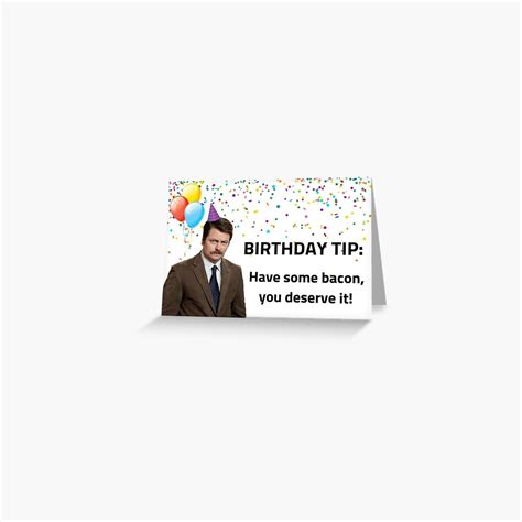 Parks And Rec Birthday Ron Swanson Happy Birthday Bacon And Eggs Ts Greeting Card For