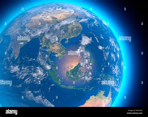 Mapa Físico Del Mundo Vista De Satélite De Asia Sudoriental Indonesia