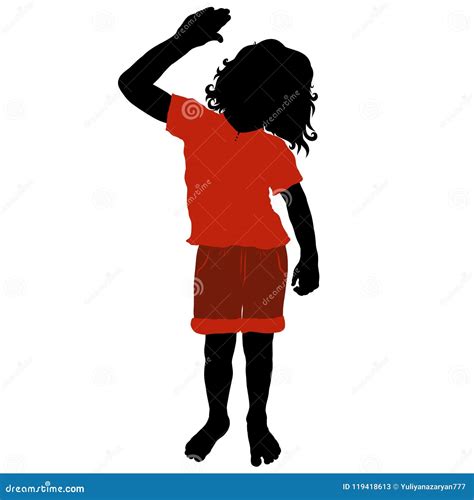 Child In Shorts And Polo Shirt Silhouette Stock Illustration
