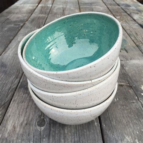 T Handmade Ceramic Bowl Set Of 4 Serving Soup Salad Bowl In Speckled