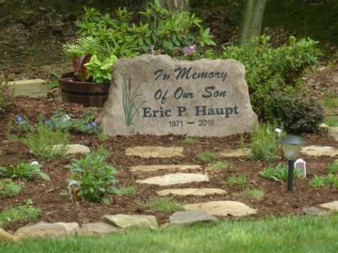 Our Memorial Garden For Our Son Featuring A Custom Made Stone