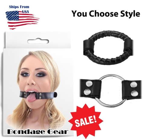 1 5 O Ring Gag Black Leather Open Mouth Oral Sex Licking Slave BDSM