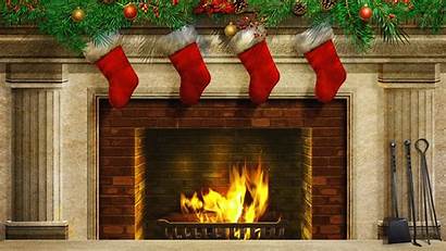 Fireplace Clipart Clip Stone Christmas Stockings Merry