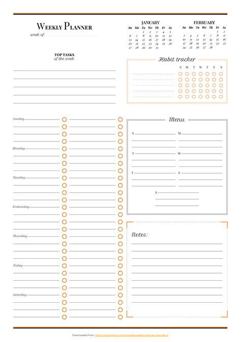 Free Printable Weekly Planner With Habit Tracker Pdf Download Weekly