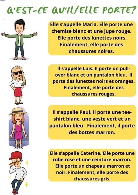 Qu'est-ce qu'il-elle porte? - Interactive worksheet | French teaching ...