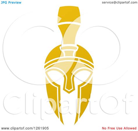 Clipart Of A Gold Spartan Trojan Helmet Royalty Free Vector