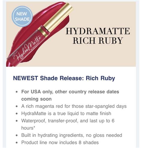 Ruby Red Newest Lipsense HydraMatte Color By Senegence Southern Beauty