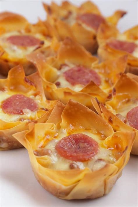 Easy Pizza Cups Best Homemade Wonton Pizza Recipe Finger Food