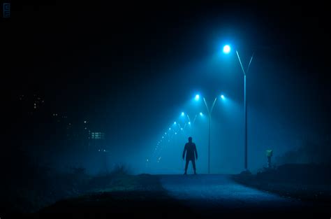 Wallpaper Lights Street Light Dark Night Creepy