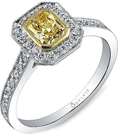 Yellow diamond engagement rings are a perfect representation of your sunny and happy marriage! .32ct Fancy Light Yellow Radiant Cut Sylvie Diamond ...