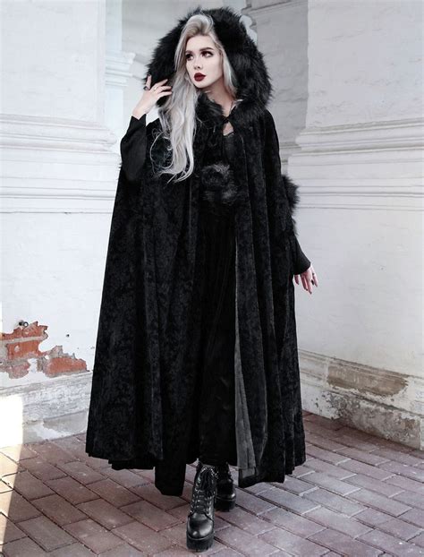 Black Gothic Gorgeous Winter Warm Cloak For Women Goth Outfits
