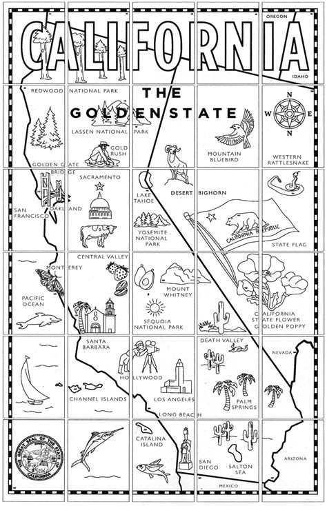California Map Printable Coloring Page