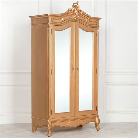 French Style Gold Carved Double Full Mirrored Armoire - Maison ...