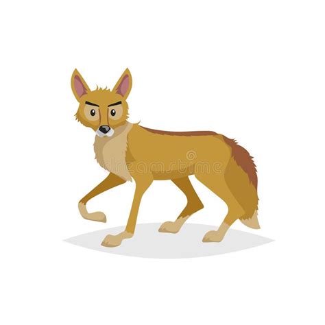 Cute Cartoon Coyote Wild Animal Vector Illustration For Child Books