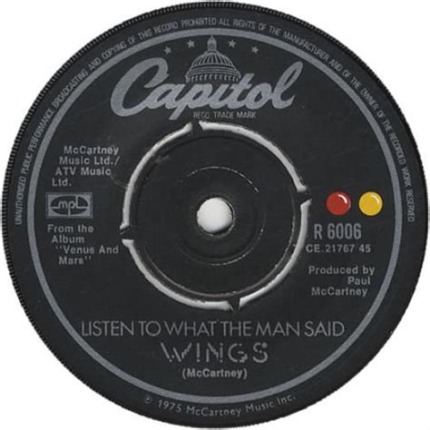 Paul Mccartney And Wings Listen To What The Man Said Uk 7 Vinyl Single