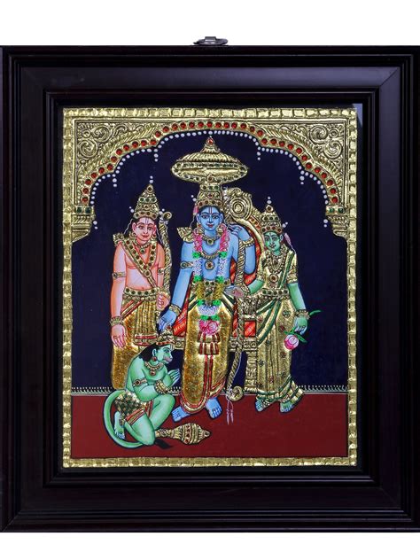 Rama Darbar Tanjore Painting Traditional Colors With 24K Gold