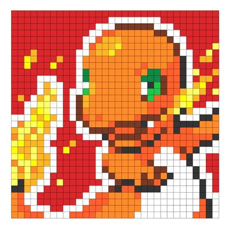 Charmander Pokemon Pix Brix Template Pixel Art Pokemon Pixel Art Pixel Art Grid
