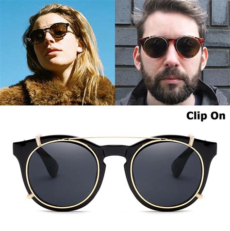 jackjad 2020 new fashion clip on steampunk style round sunglasses lens removable brand design
